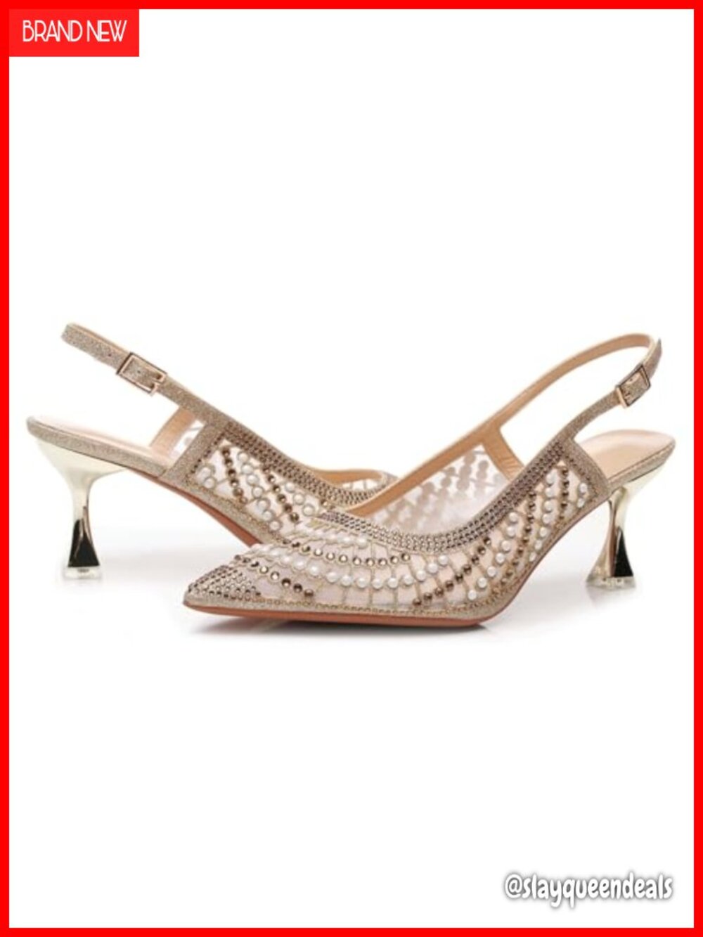 Women's Slingback Pump Heel with Metal Ornament - Picture 5 of 5